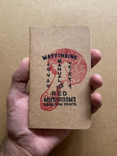 Way Finding Manual Red Mushroom Using Paw Prints Notebook